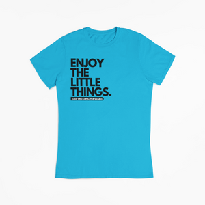 "ENJOY THE LITTLE THINGS" TEE (PACIFIC BLUE/BLACK)
