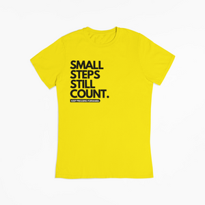 "SMALL STEPS STILL COUNT" TEE (YELLOW/BLACK)